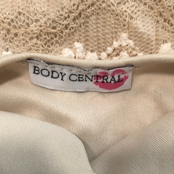 Body Central Bodycon Floral Cream Tan Dress Small - Picture 5 of 5
